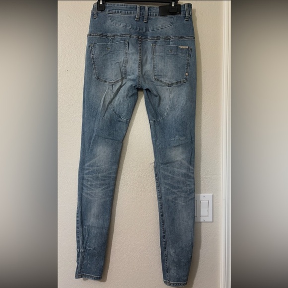 Men’s Kollar Destroyed Knee Skinny Jeans. Size 30. Mid Wash - Picture 2 of 14